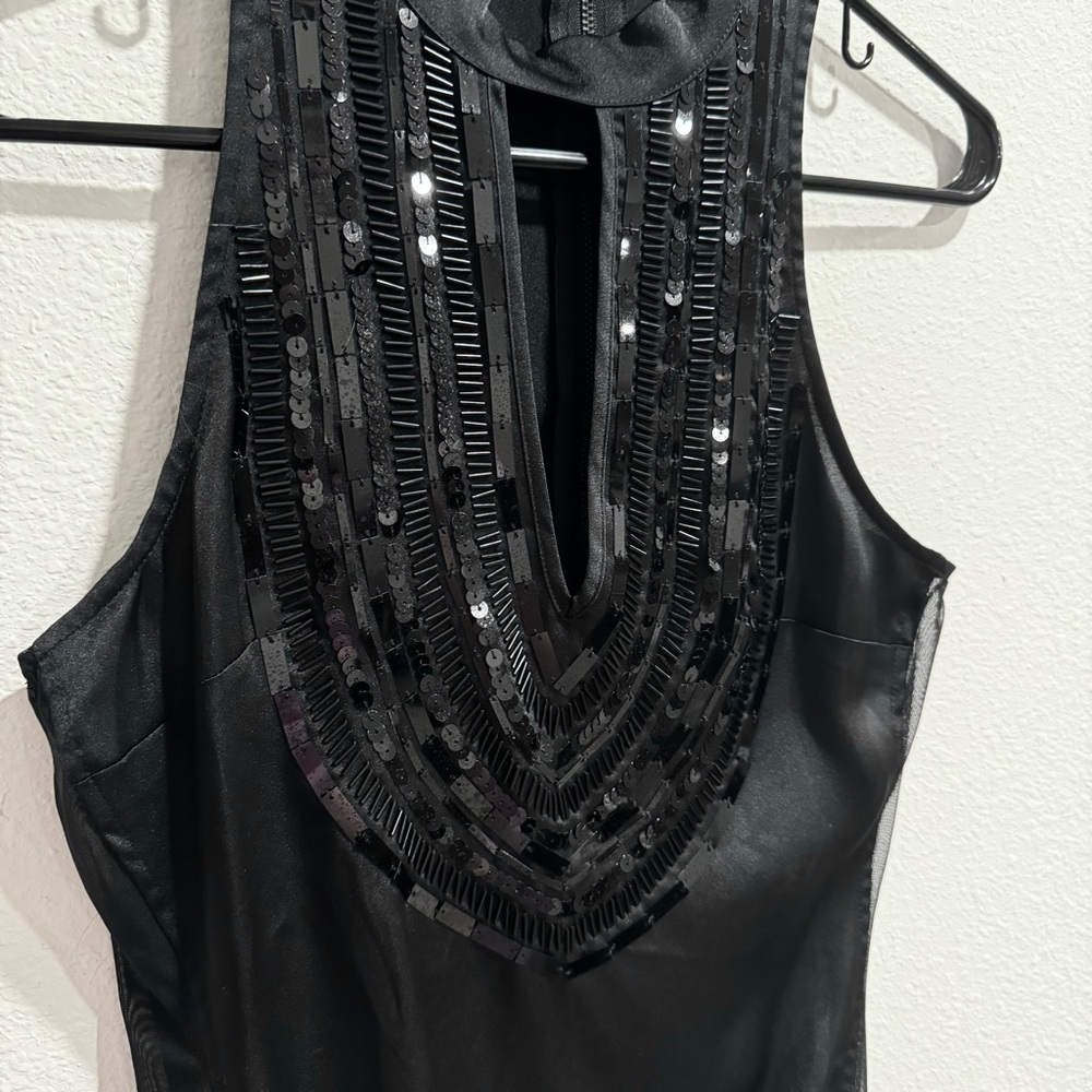 Bebe Black Beaded Bodysuit XS